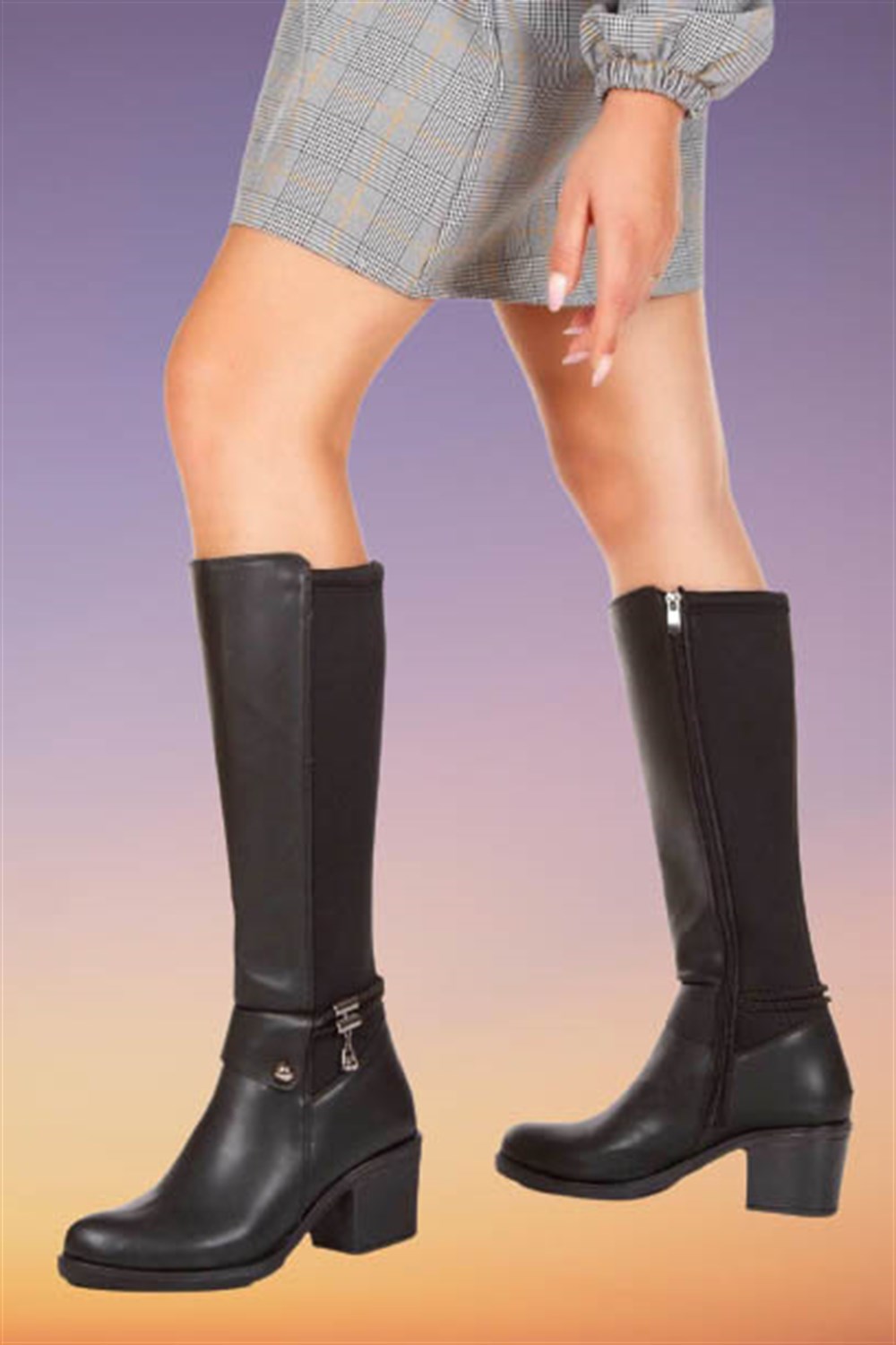 Aymood Streç Tokalı Kadın Çizme 5 cm